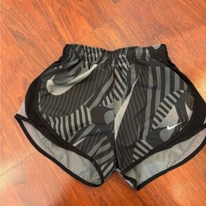 Nike Black & Gray Striped Athletic Running Shorts